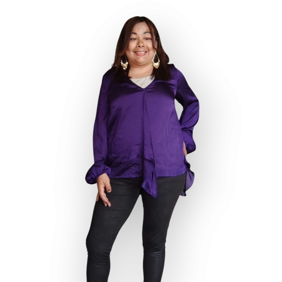 SUITED FOR WORK WOMENS SIZE LARGE Purple Blouse - Picture 2 of 7